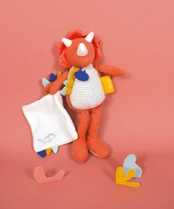 Doudou et Compagnie Peluche de dinosaure orange avec doudou - Lou - 25 cm><noscript><img width=