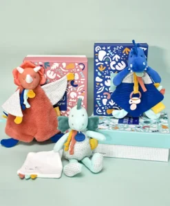 Doudou et Compagnie Peluche de dinosaure vert avec doudou - Filou - 25 cm><noscript><img width=