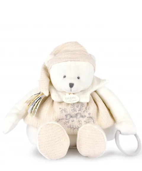 Doudou et Compagnie Peluche eveil Bébé Ours Blanc - 30 cm - Collection Anniversaire> Hochets Et Pantins D'Activités|Peluches