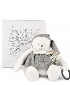 Doudou et Compagnie Peluche eveil Bébé Ours Gris - 30 cm - Collection Anniversaire> Peluches