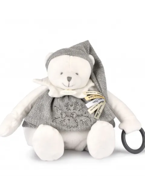 Doudou et Compagnie Peluche eveil Bébé Ours Gris - 30 cm - Collection Anniversaire> Peluches