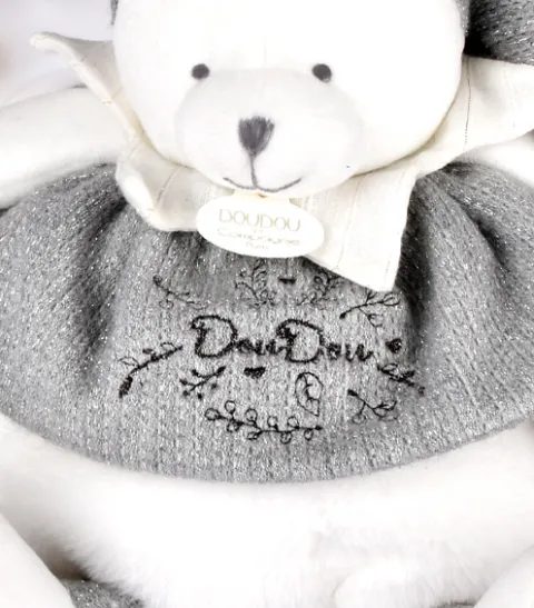 Doudou et Compagnie Peluche eveil Bébé Ours Gris - 30 cm - Collection Anniversaire> Peluches