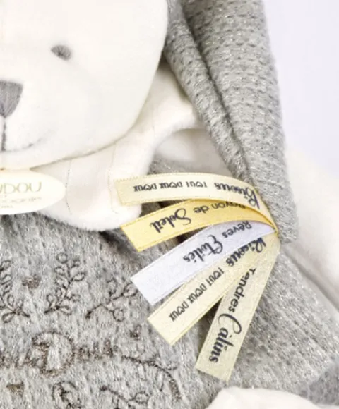 Doudou et Compagnie Peluche eveil Bébé Ours Gris - 30 cm - Collection Anniversaire> Peluches
