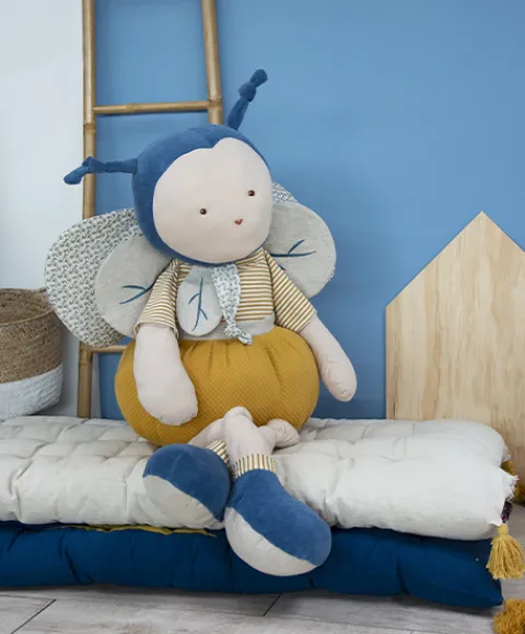 Doudou et Compagnie Peluche géante Pollen l'abeille en coton BIO - 90 cm> Doudous En Coton Bio|Peluches Géantes
