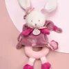 Doudou et Compagnie Peluche hochet Cerise le lapin rose - 19 cm> Hochets Et Pantins D'Activités