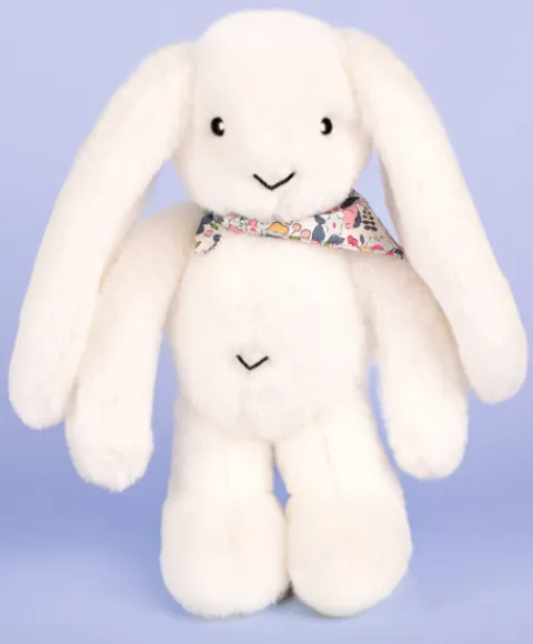 Doudou et Compagnie Peluche lapin Blanc 35 cm - Lapin Fleurette> Peluches