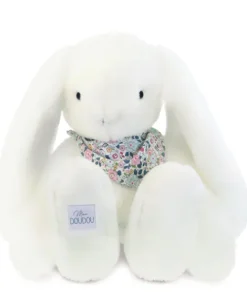 Doudou et Compagnie Peluche lapin Blanc XXL - Lapin Fleurette 50 cm> Peluches