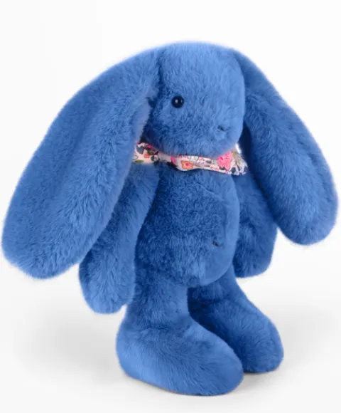 Doudou et Compagnie Peluche lapin bleu 25 cm - Lapin Fleurette> Peluches