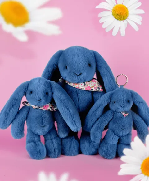 Doudou et Compagnie Peluche lapin bleu 25 cm - Lapin Fleurette> Peluches