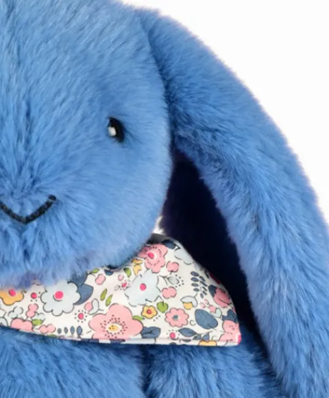 Doudou et Compagnie Peluche lapin Bleu 35 cm - Lapin Fleurette> Peluches