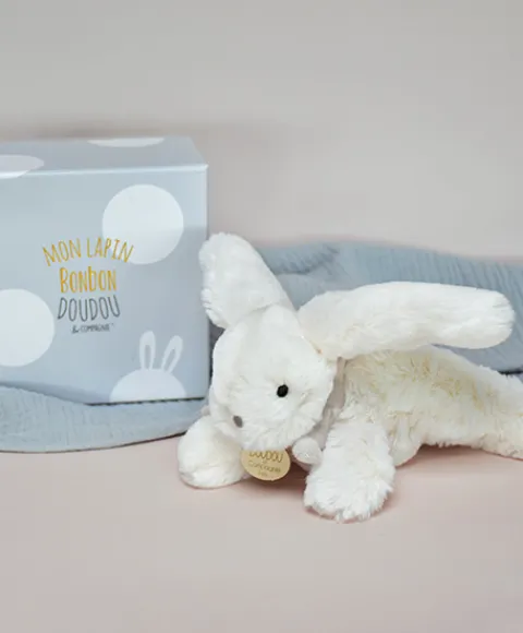 Doudou et Compagnie Peluche Lapin Bonbon Taupe - 16 cm> Petit Format|Peluches