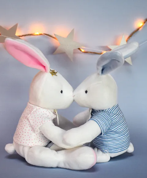 Doudou et Compagnie Peluche lapin matelot bleu - 25 cm> Peluches