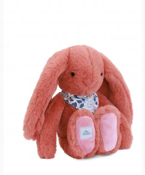 Doudou et Compagnie Peluche lapin orange 25 cm - Lapin Fleurette> Peluches