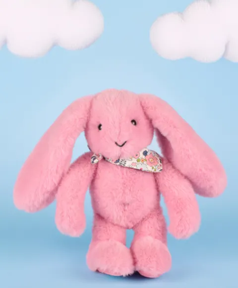 Doudou et Compagnie Peluche lapin rose 25 cm - Lapin Fleurette> Peluches