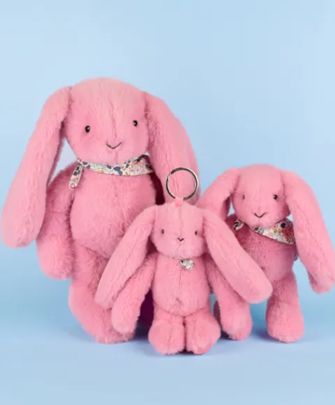 Doudou et Compagnie Peluche lapin rose 25 cm - Lapin Fleurette> Peluches