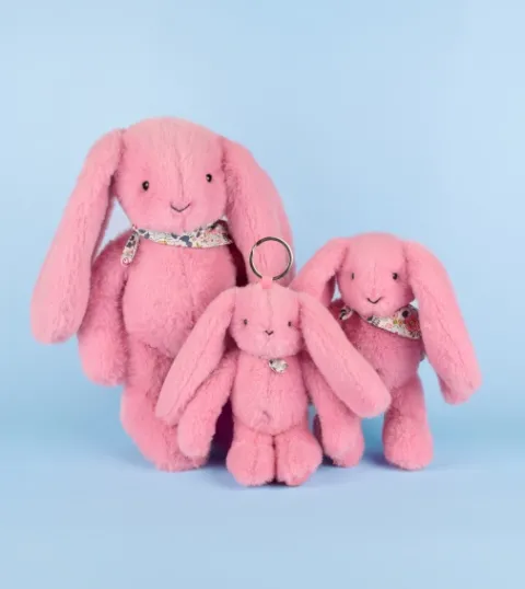 Doudou et Compagnie Peluche lapin Rose 35 cm - Lapin Fleurette> Peluches