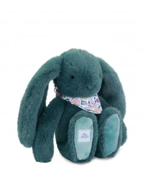 Doudou et Compagnie Peluche lapin vert 25 cm - Lapin Fleurette> Peluches