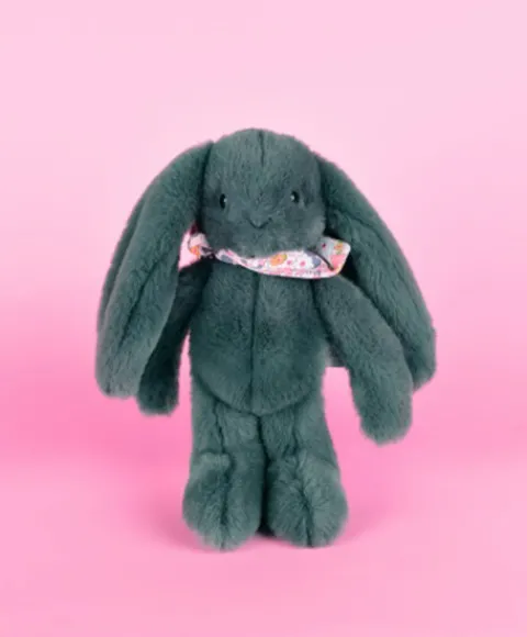 Doudou et Compagnie Peluche lapin vert 25 cm - Lapin Fleurette> Peluches