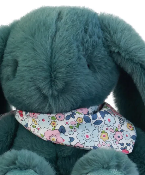 Doudou et Compagnie Peluche lapin Vert 35 cm - Lapin Fleurette> Peluches