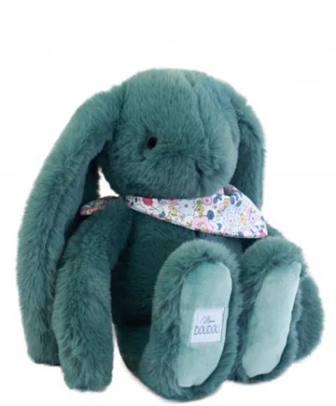 Doudou et Compagnie Peluche lapin Vert 35 cm - Lapin Fleurette> Peluches