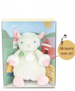 Doudou et Compagnie Peluche mouton - 17 cm - DOUDOU de la ferme avec boite sonore> Peluches