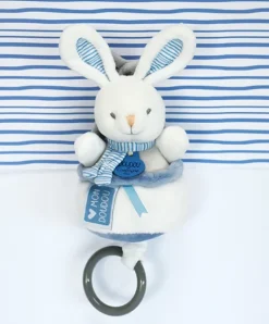 Doudou et Compagnie Peluche musicale lapin bleu - 20 cm><noscript><img width=