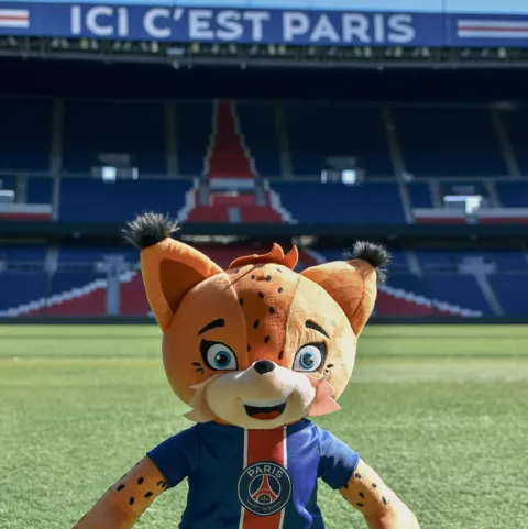 Doudou et Compagnie Peluche officielle PSG Mascotte Germain Le Lynx - 25 cm> Peluches