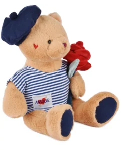 Doudou et Compagnie Peluche Ours avec rose - Le Romantique - 25 cm> Peluche Adulte