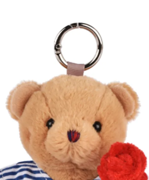 Doudou et Compagnie Peluche Ours porte cle avec rose - Le Romantique - 15 cm> Porte-Clé