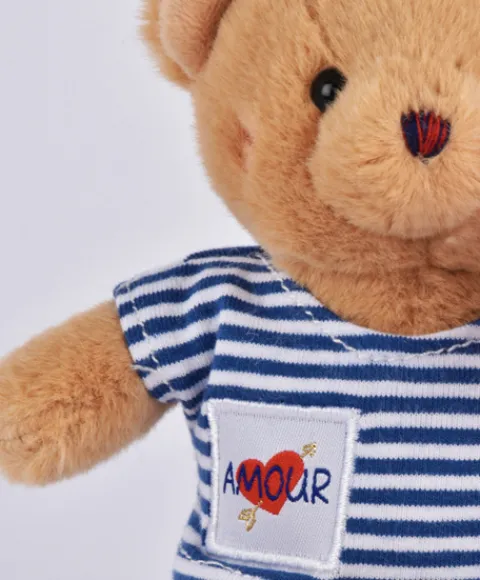 Doudou et Compagnie Peluche Ours porte cle avec rose - Le Romantique - 15 cm> Porte-Clé