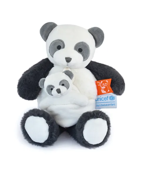 Doudou et Compagnie Peluche Panda avec bébé - 25 cm - Unicef> Peluches