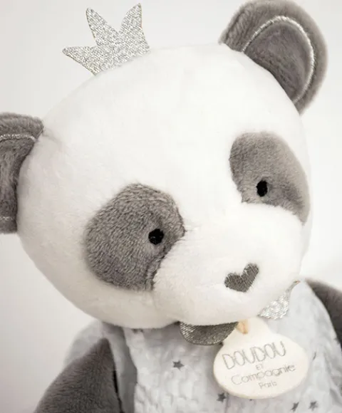 Doudou et Compagnie Peluche Panda gris avec doudou- Attrape-rêves - 28 cm> Peluche Avec Doudou