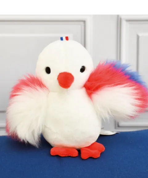 Doudou et Compagnie Peluche poussin blanc - 15 cm - Fabriqué en France> Peluches