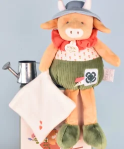 Doudou et Compagnie Peluche vache verte Aneth avec doudou - 28 cm><noscript><img width=