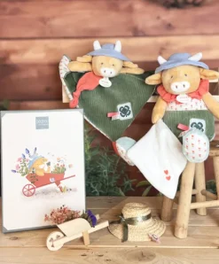 Doudou et Compagnie Peluche vache verte Aneth avec doudou - 28 cm><noscript><img width=