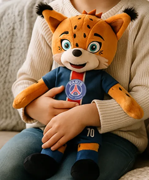 Doudou et Compagnie Peluche XXL PSG Mascotte Officielle - Germain Le Lynx 50 cm> Peluches Géantes|Peluches