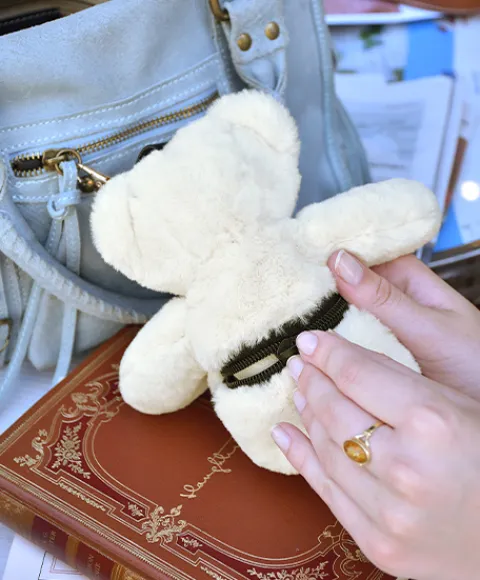 Doudou et Compagnie porte clé - Bijou de sac Ours peluche - 20 cm - Ivoire> Porte-Clé