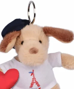 Doudou et Compagnie Porte clé Chien beige avec T-shirt Tour Eiffel - 15 cm><noscript><img width=