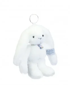 Doudou et Compagnie Porte clé en peluche Lapin Blanc- 18 cm - Lapin Fleurette><noscript><img width=