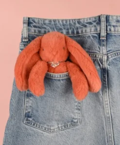 Doudou et Compagnie Porte clé en peluche Lapin Orange - 18 cm - Lapin Fleurette><noscript><img width=