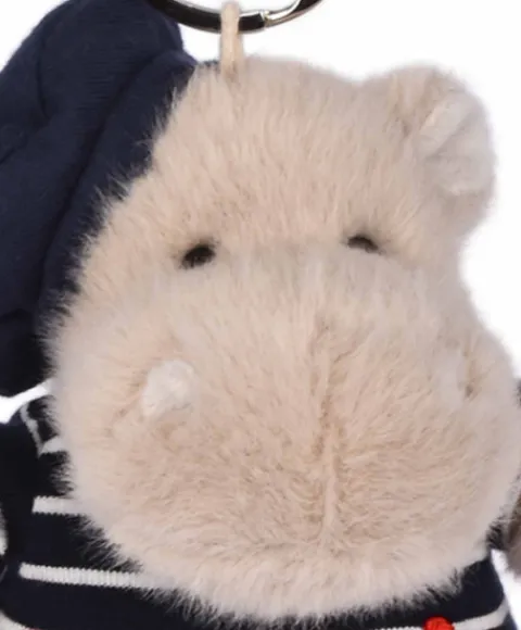 Doudou et Compagnie Porte clé hippopotame avec béret et marinière- 15 cm> Peluches|Porte-Clé