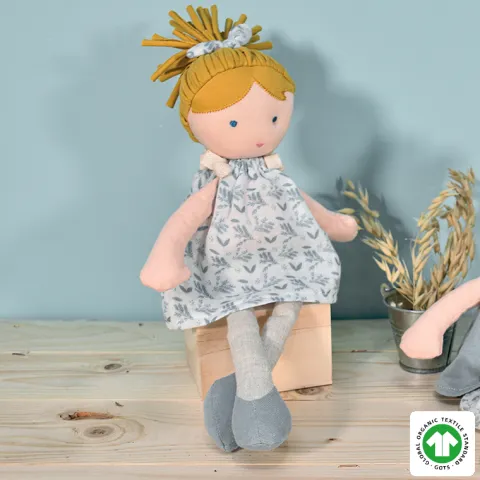 Doudou et Compagnie Poupée de chiffon en coton BIO - Flore- 30 cm> Poupées De Chiffon