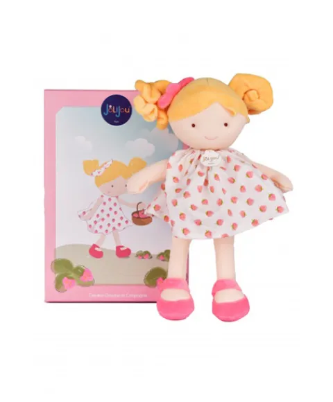 Doudou et Compagnie Poupee tissu PRETTY - Fraise - 28 cm> Poupées De Chiffon