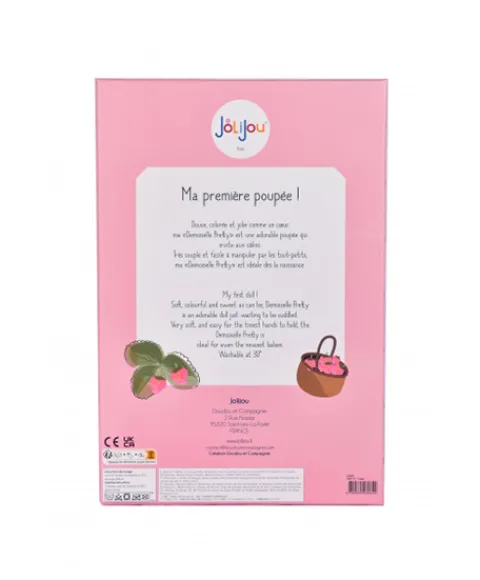Doudou et Compagnie Poupee tissu PRETTY - Fraise - 28 cm> Poupées De Chiffon