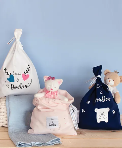 Doudou et Compagnie Sac à Doudou en coton à motifs - Modèle aléatoire> Sac À Doudou