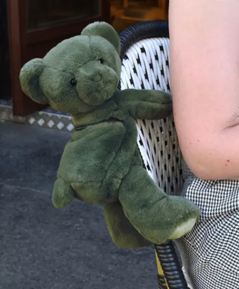 Doudou et Compagnie Sac bandouliere - Ours en peluche Vert Kaki - 30 cm> Sacs