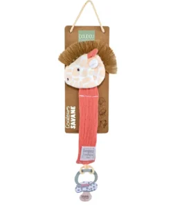 Doudou et Compagnie Attache sucette girafe - 18 cm - Corail
