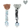 Doudou et Compagnie Attache tétine ours ou koala Boh'aime - Bleu - noir- 18 cm