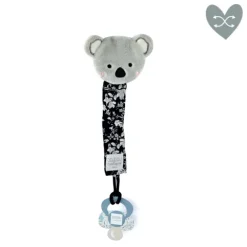 Doudou et Compagnie Attache tétine ours ou koala Boh'aime - Bleu - noir- 18 cm