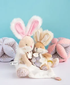 Doudou et Compagnie Balle d'activités Lapin de sucre - Rose - 15 cm